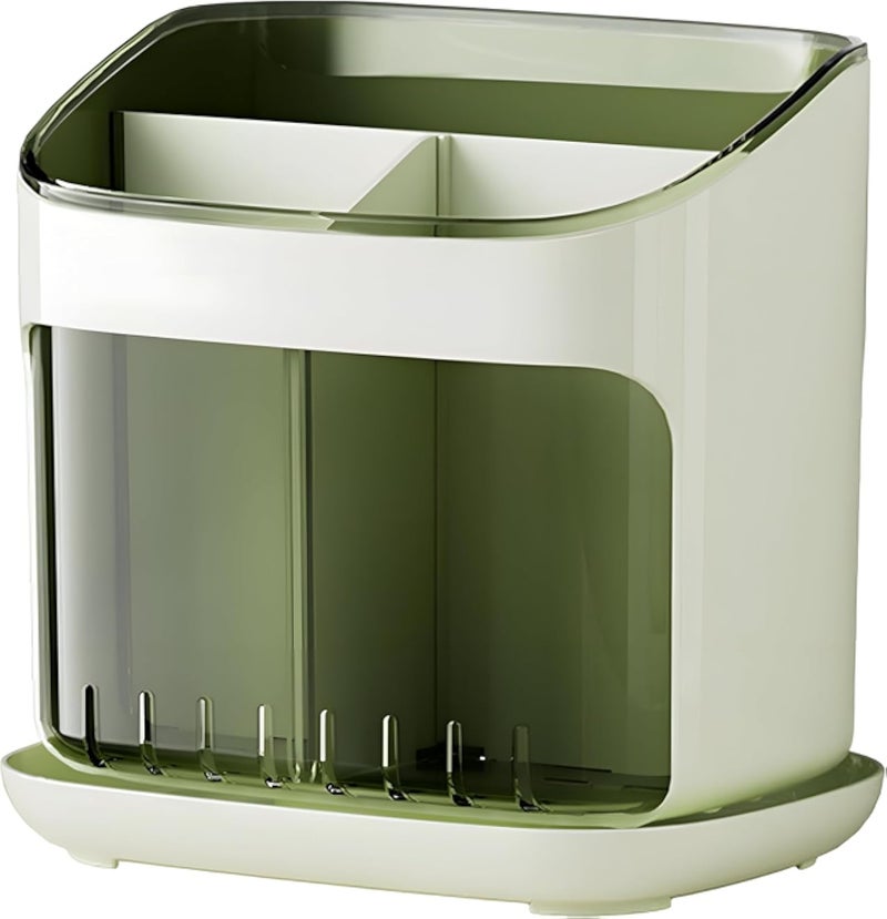 Kitchen Utensil Holder - Contemporary Multi-Section Organizer with Vent Openings and Drain Tray, Crafted from Strong Acrylic Plastic for Effortless Cleaning, Ideal for Neat and Accessible Countertop S